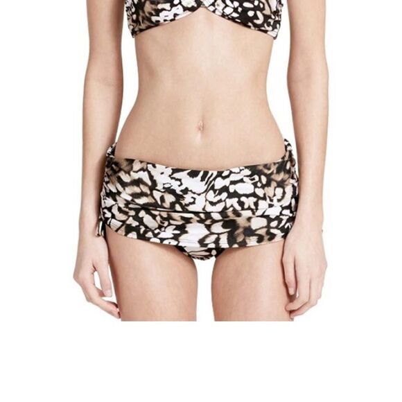 Calvin Klein Women's Ruched Swim Skirt Bottom Animal Print Skirtini Size XL - Picture 1 of 7